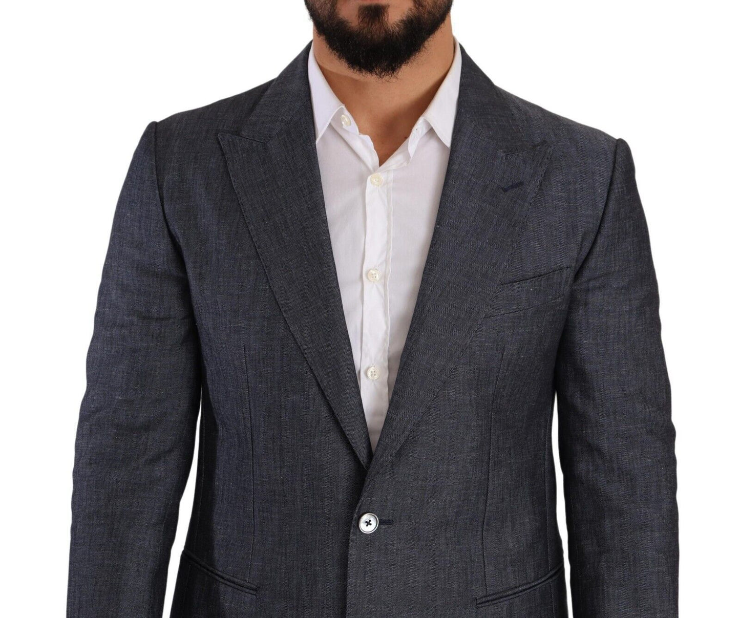 Dolce &amp; Gabbana Blue Linen Cotton Jacket TAORMINA Blazer