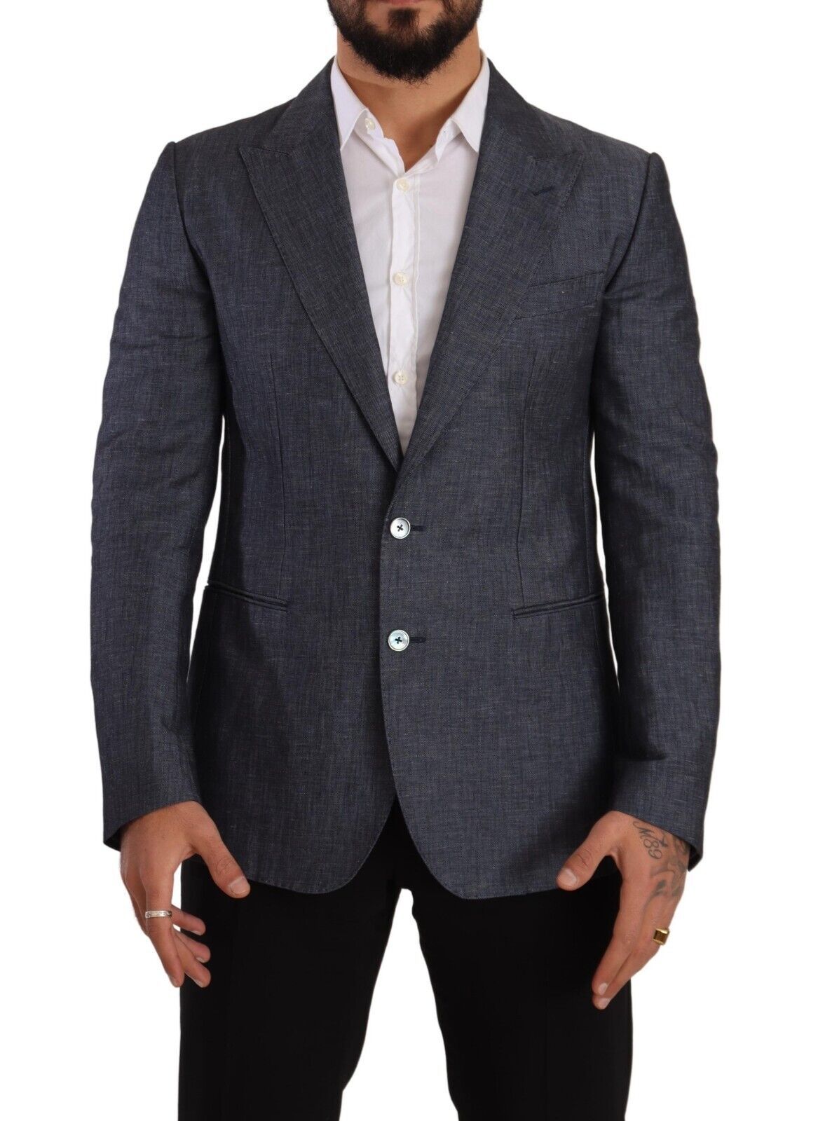 Dolce &amp; Gabbana Blue Linen Cotton Jacket TAORMINA Blazer