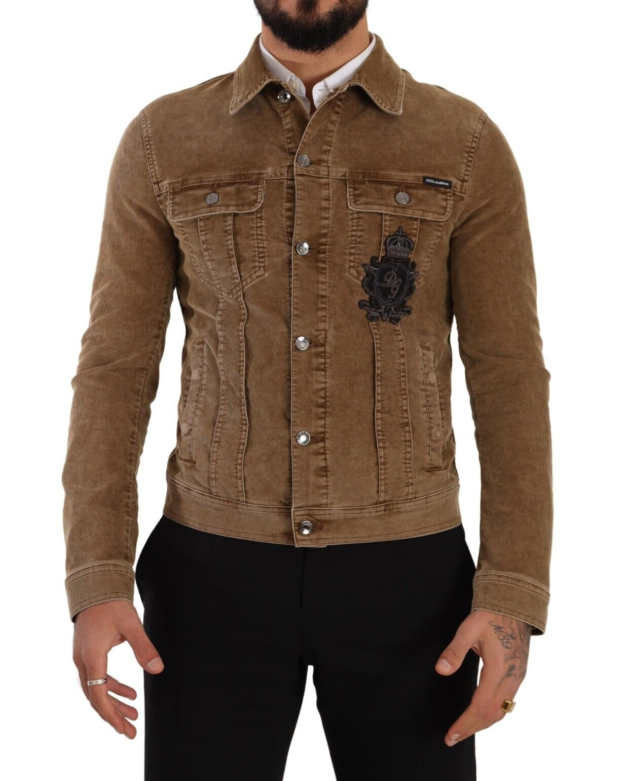 Dolce & Gabbana Elegant Corduroy Logo Jacket