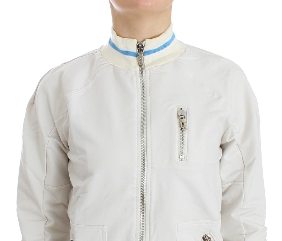 John Galliano Elegant White Zip Cardigan