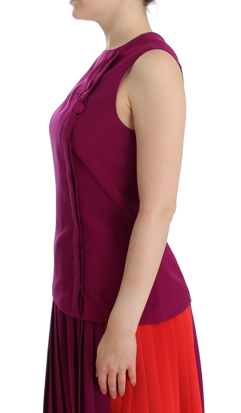 Barbara Casasola Stunning Silk Sleeveless Purple Blouse