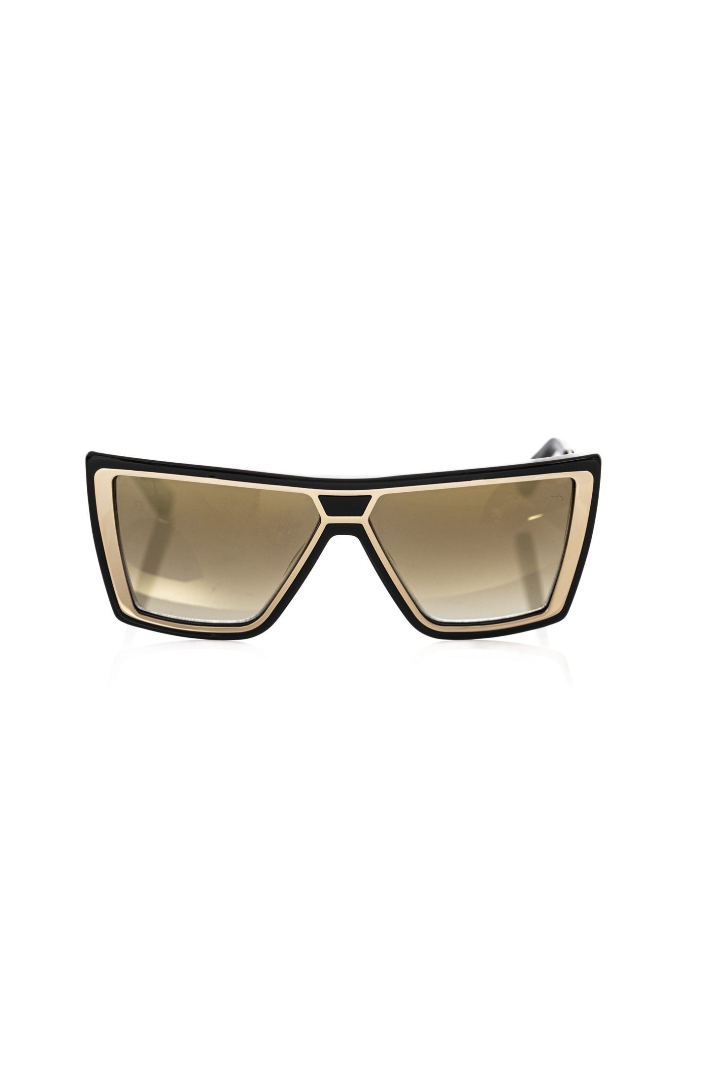 Frankie Morello Elegante quadratische Sonnenbrille in Schwarz und Gold