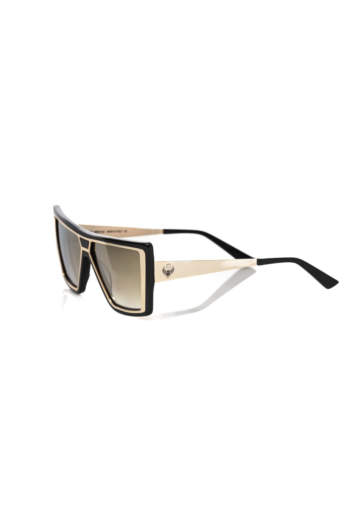 Frankie Morello Elegante quadratische Sonnenbrille in Schwarz und Gold