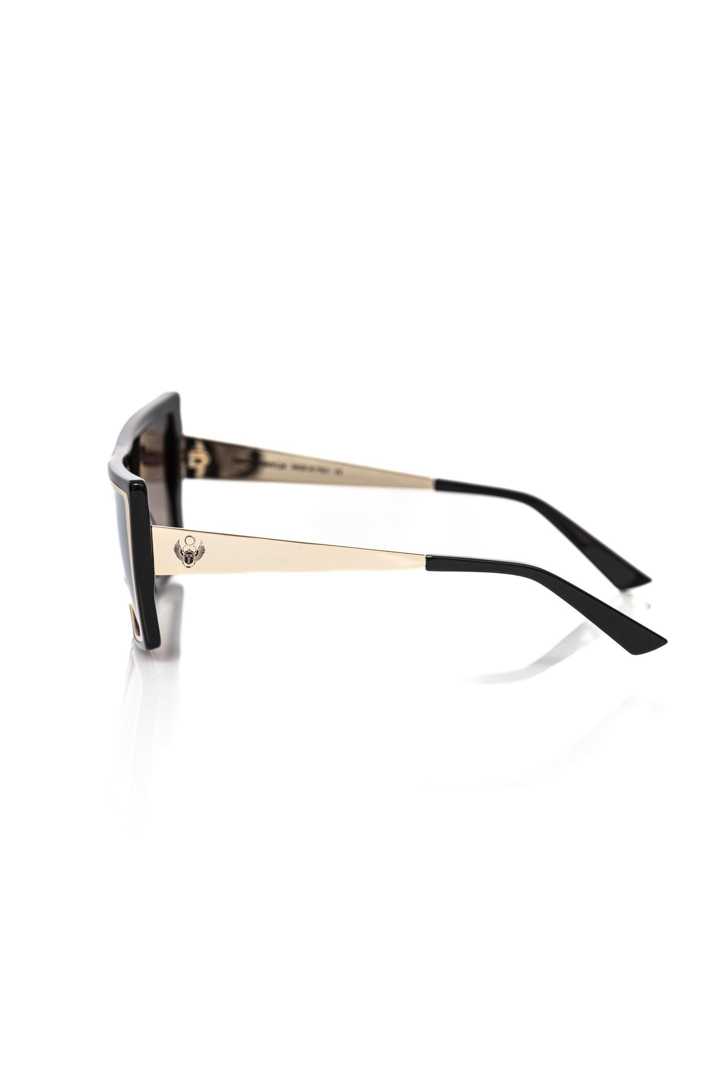 Frankie Morello Elegante quadratische Sonnenbrille in Schwarz und Gold