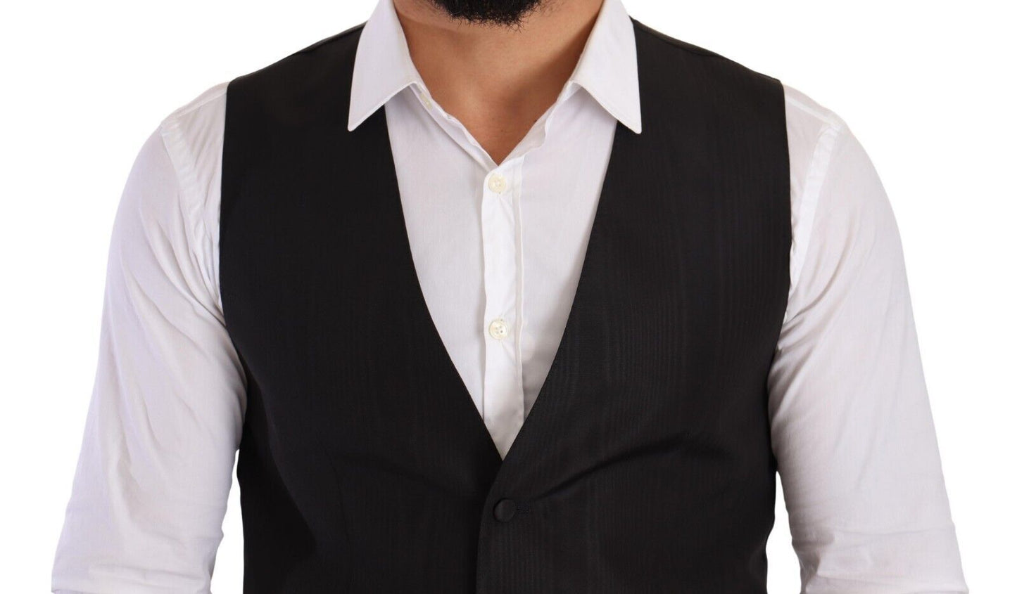 Dolce &amp; Gabbana Gray Silk Slim Fit Waistcoat Formal Vest