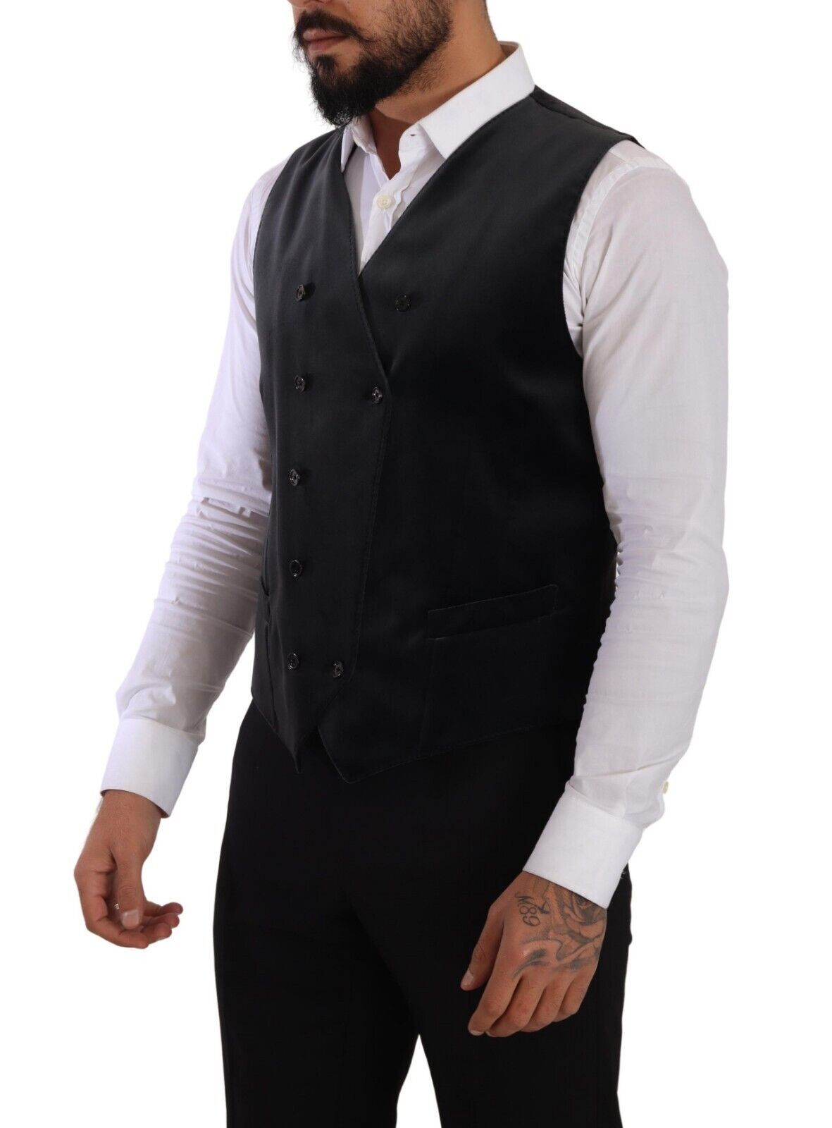 Dolce &amp; Gabbana Gray Velvet Cotton Slim Fit Waistcoat Vest