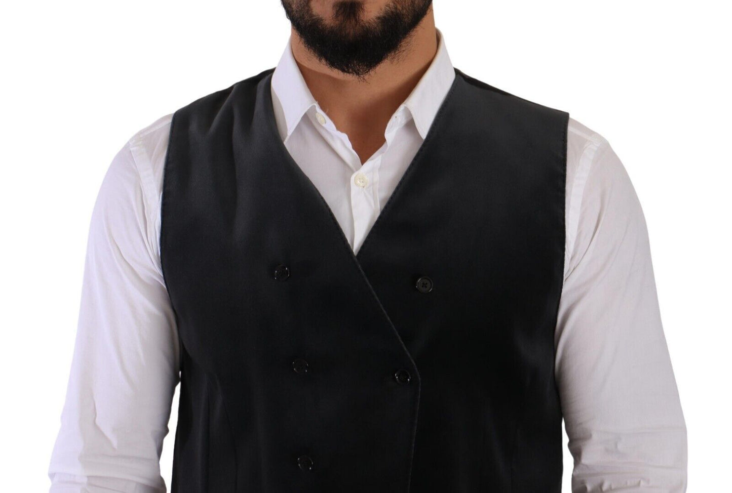 Dolce &amp; Gabbana Gray Velvet Cotton Slim Fit Waistcoat Vest