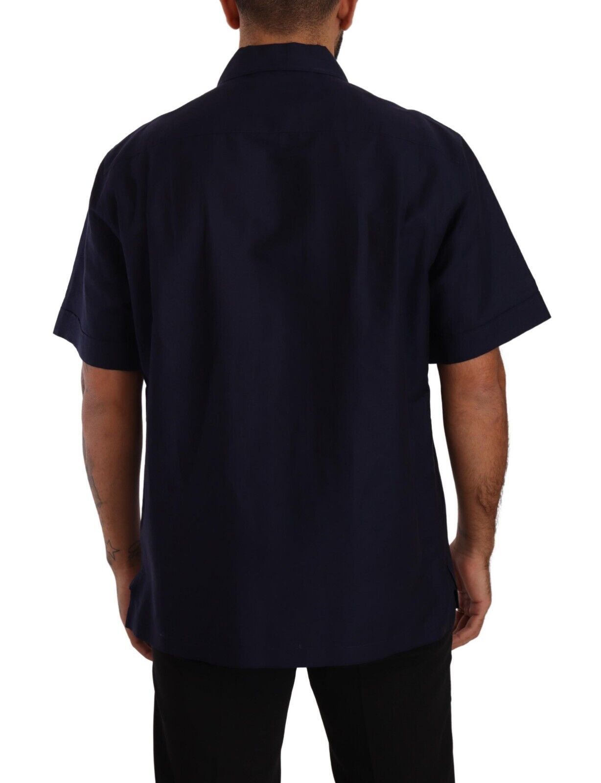 Dolce &amp; Gabbana Navy Blue Button Down Short Sleeves Shirt