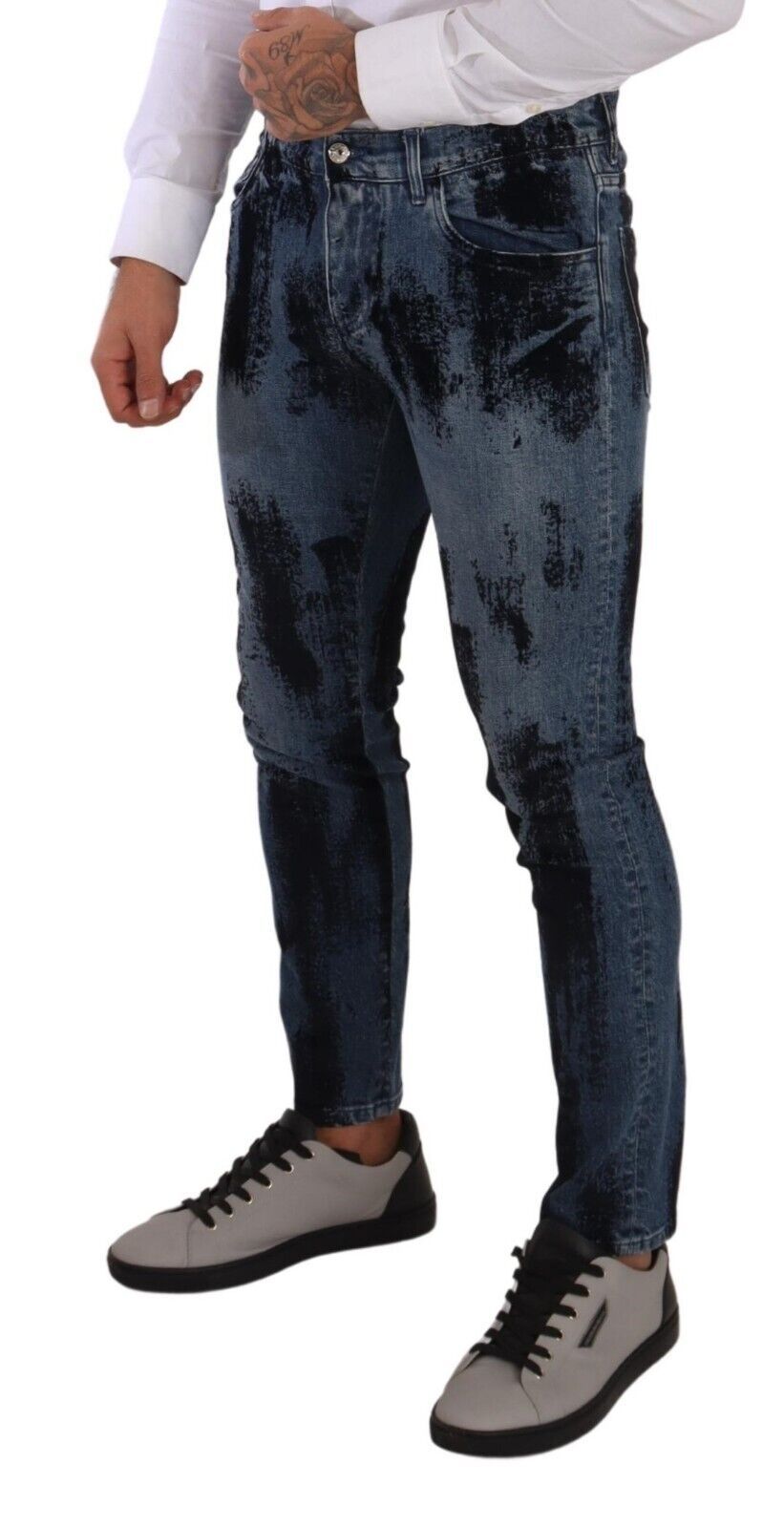 Dolce &amp; Gabbana Blue Black Cotton Skinny Denim Jeans