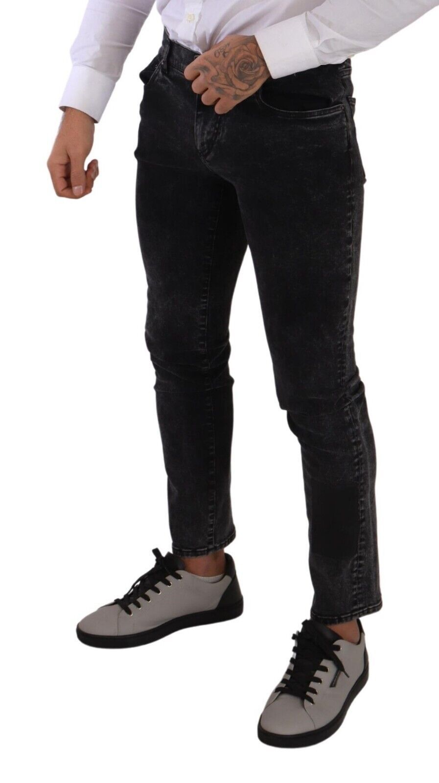 Dolce &amp; Gabbana Sleek Slim-Fit Designer-Jeans in Schwarzgrau