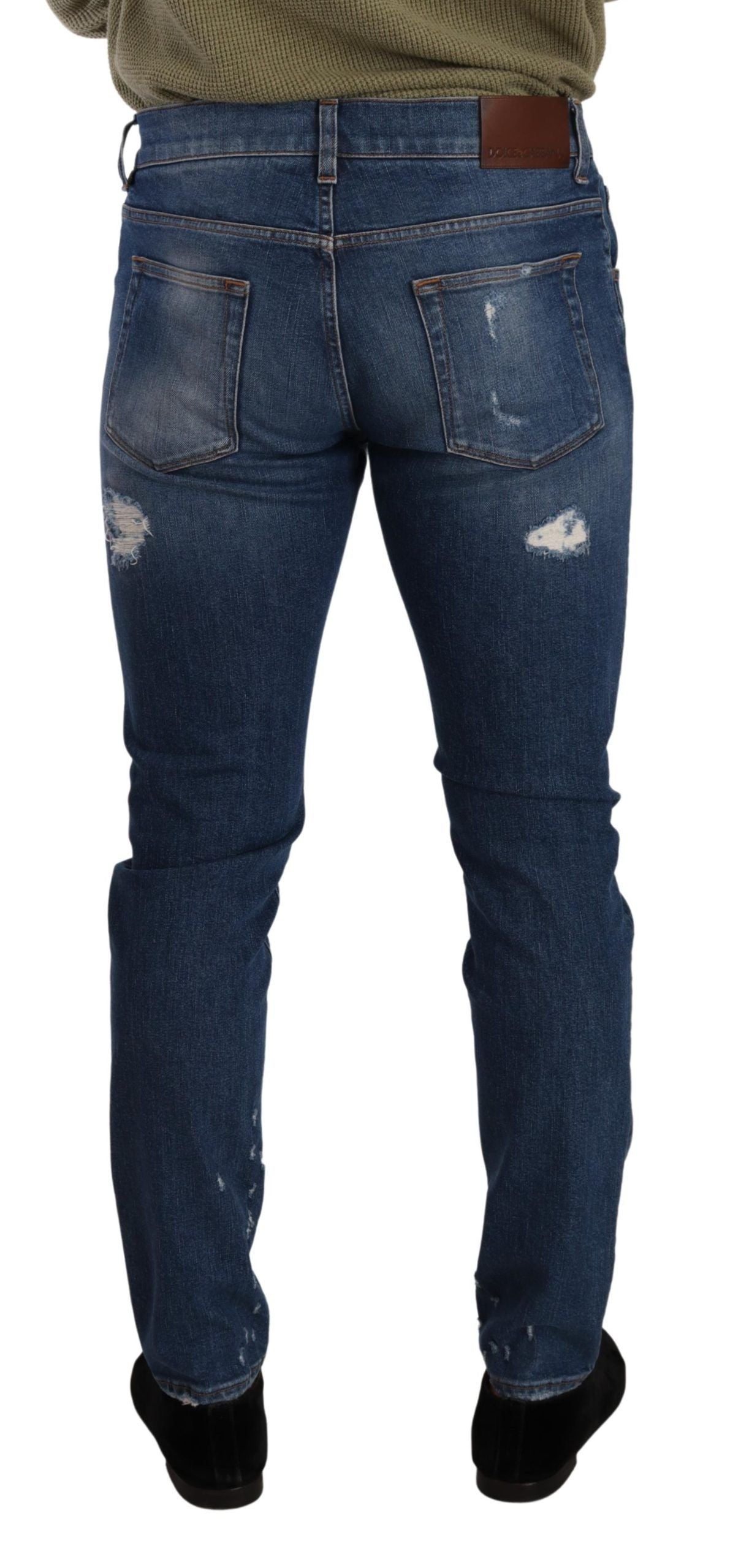 Dolce &amp; Gabbana – Elegante Distressed-Slim-Fit-Jeans aus Denim