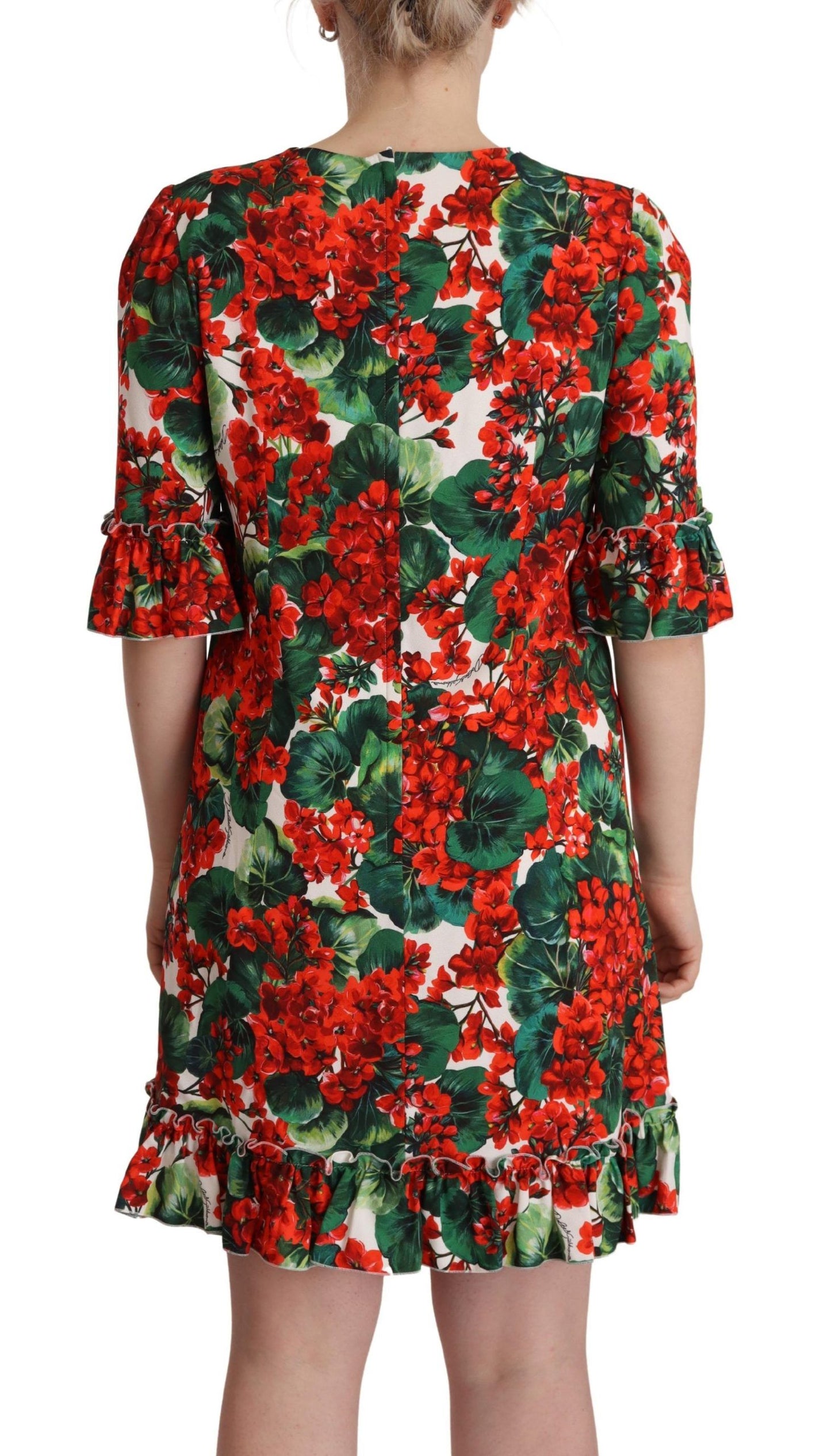 Dolce &amp; Gabbana Multicolor Red Floral Shift Gown Dress