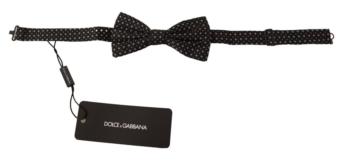 Dolce &amp; Gabbana Elegante schwarze Fantasy-Fliege aus Seide