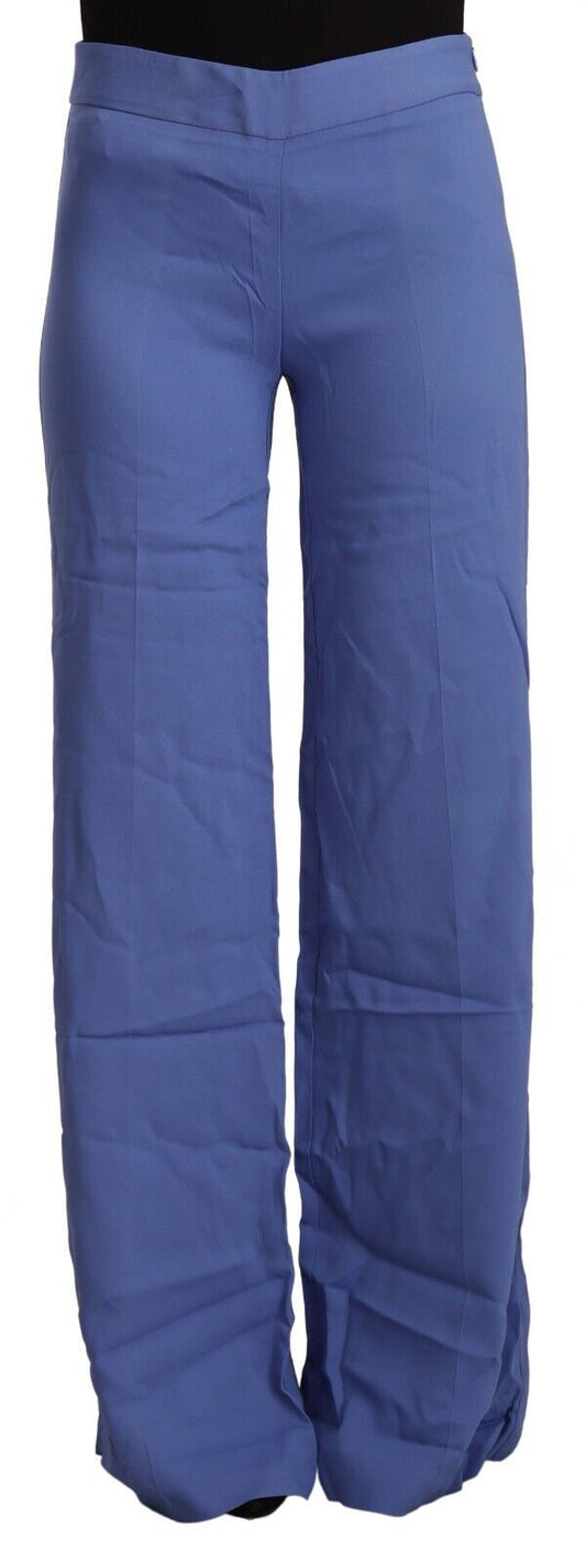 Pantaloni blu a vita alta con gamba larga PAROSH Chic