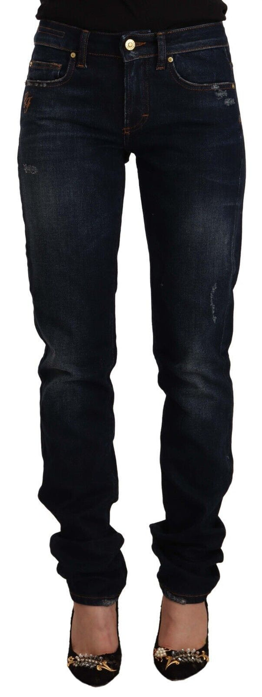 Jeans skinny a vita media GF Ferre Chic in lavaggio blu scuro