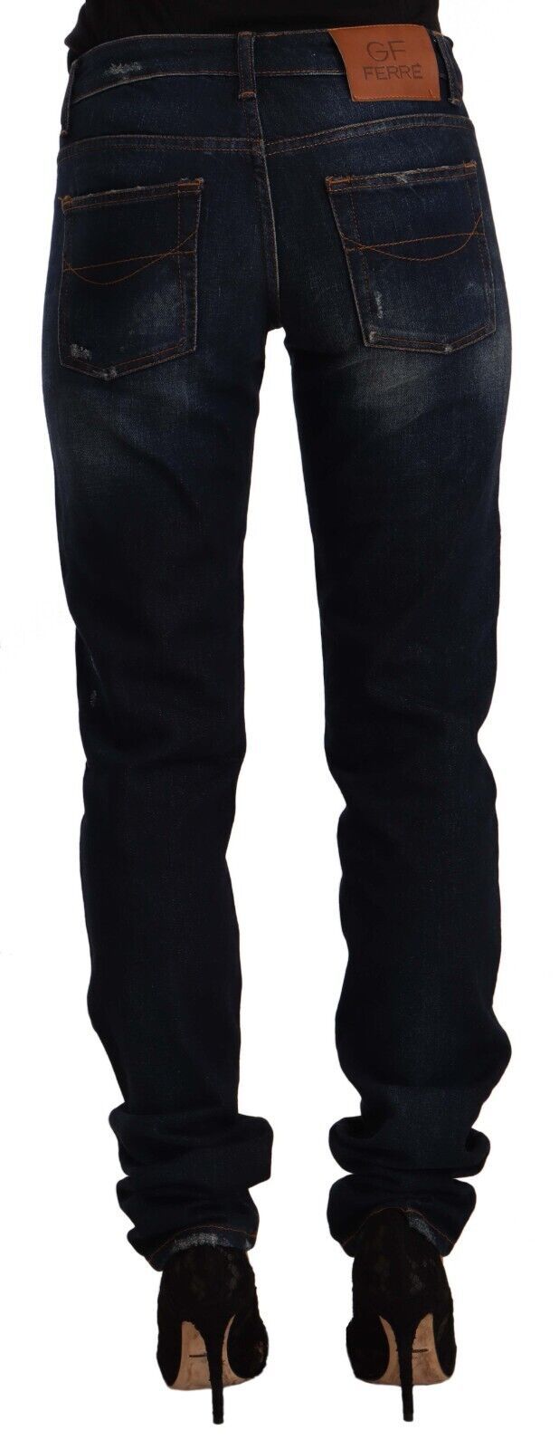 Jeans skinny a vita media GF Ferre Chic in lavaggio blu scuro