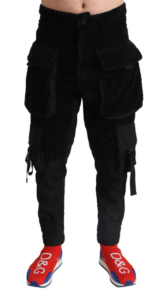 Dolce &amp; Gabbana Elegante schwarze Cargo-Cordhose