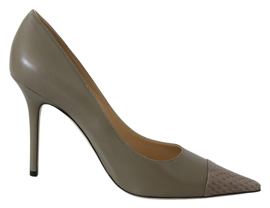 Jimmy Choo Elegante kieselgrüne spitze Zehenpumps