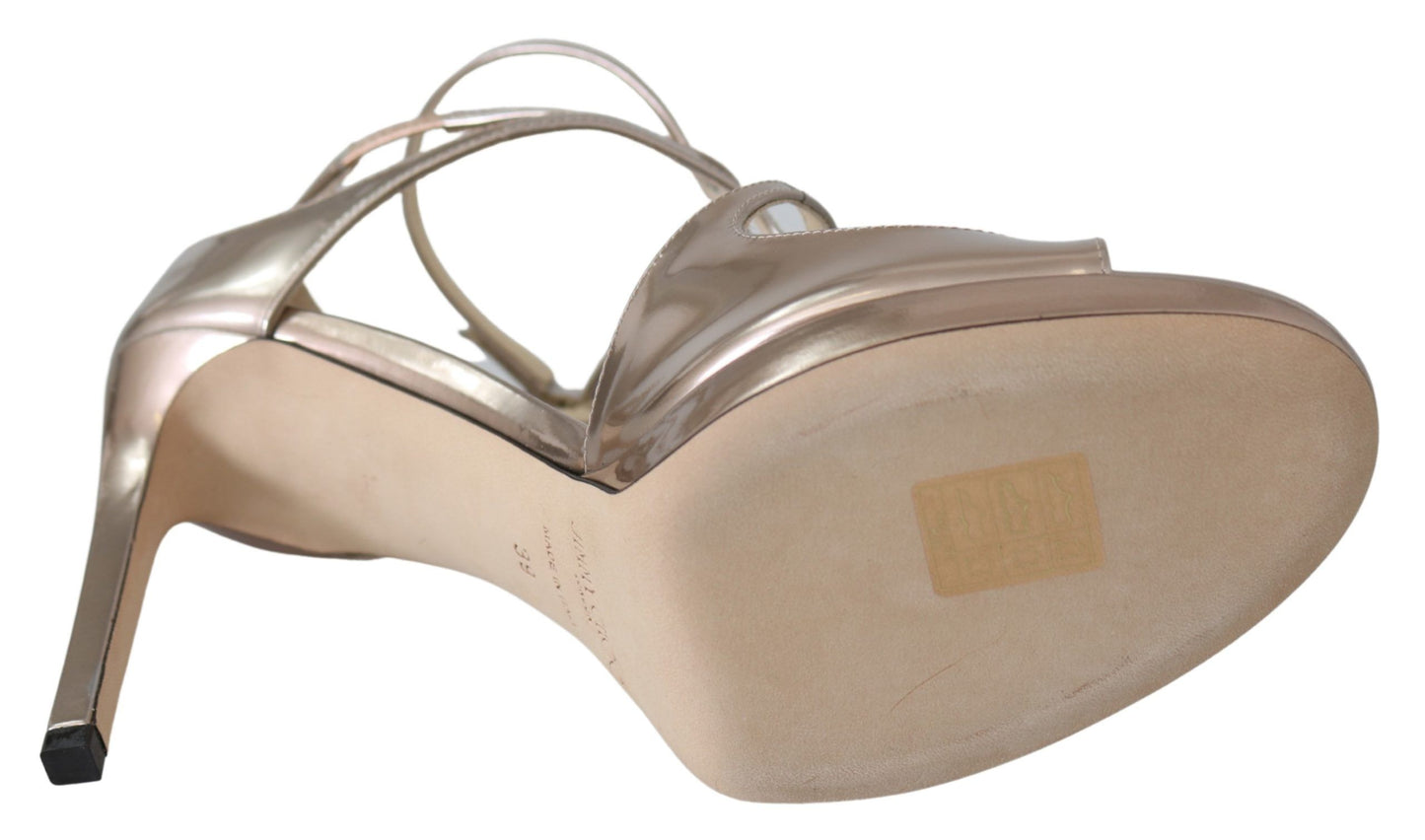 Jimmy Choo Ballet Pink Liquid Mirror Ledersandalen