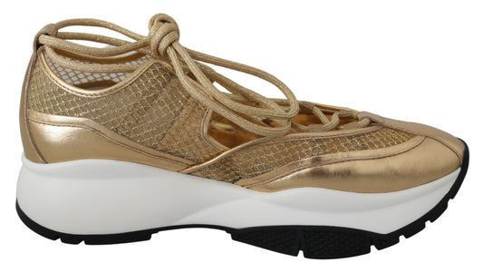 Jimmy Choo Golden Glamour Mesh-Ledersneaker