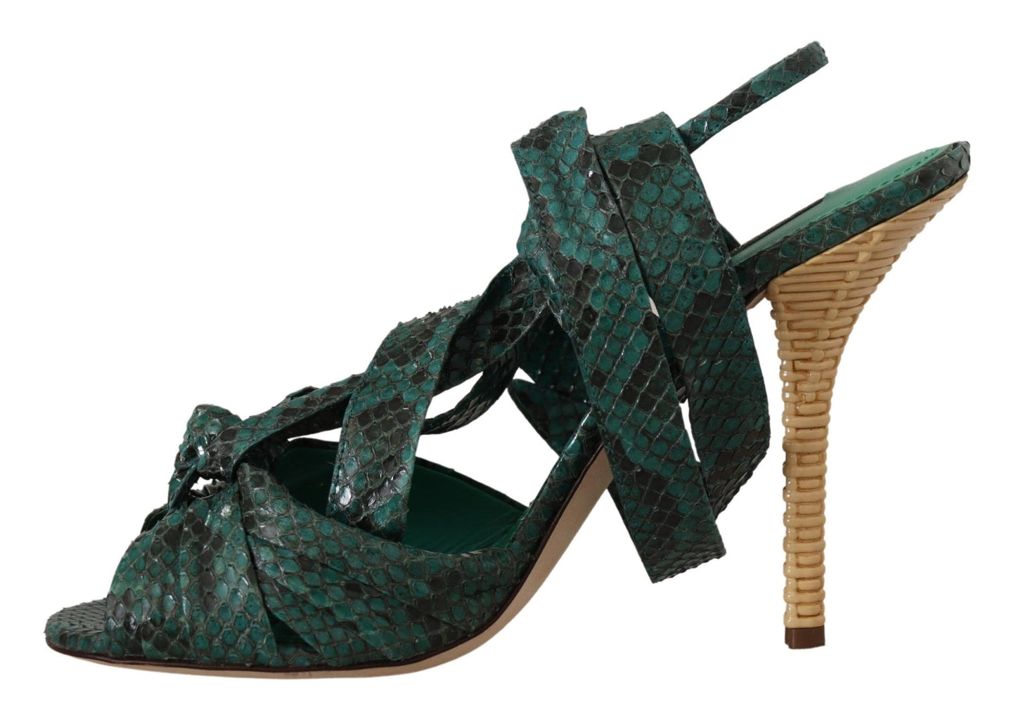 Dolce &amp; Gabbana Elegante grüne Python-Riemchensandaletten