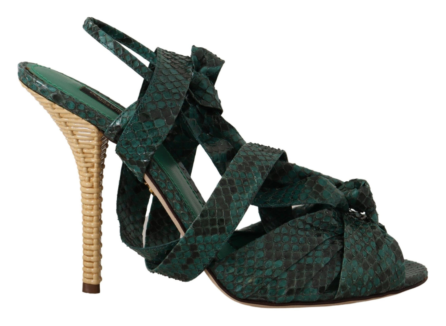 Dolce &amp; Gabbana Elegante grüne Python-Riemchensandaletten