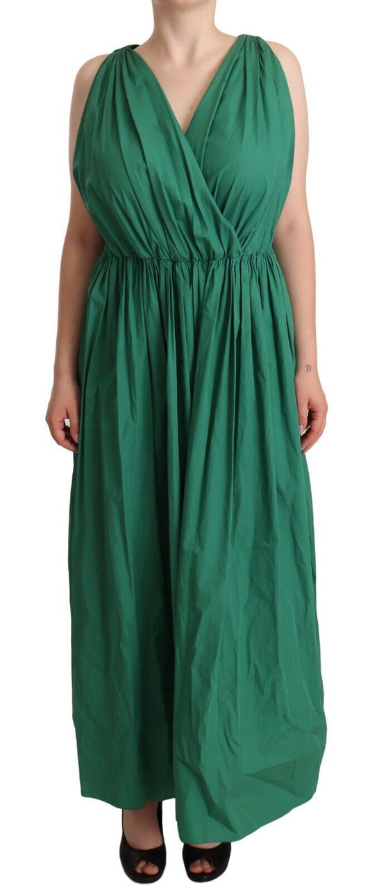 Dolce &amp; Gabbana Green Cotton Sleeveless V-neck Dress