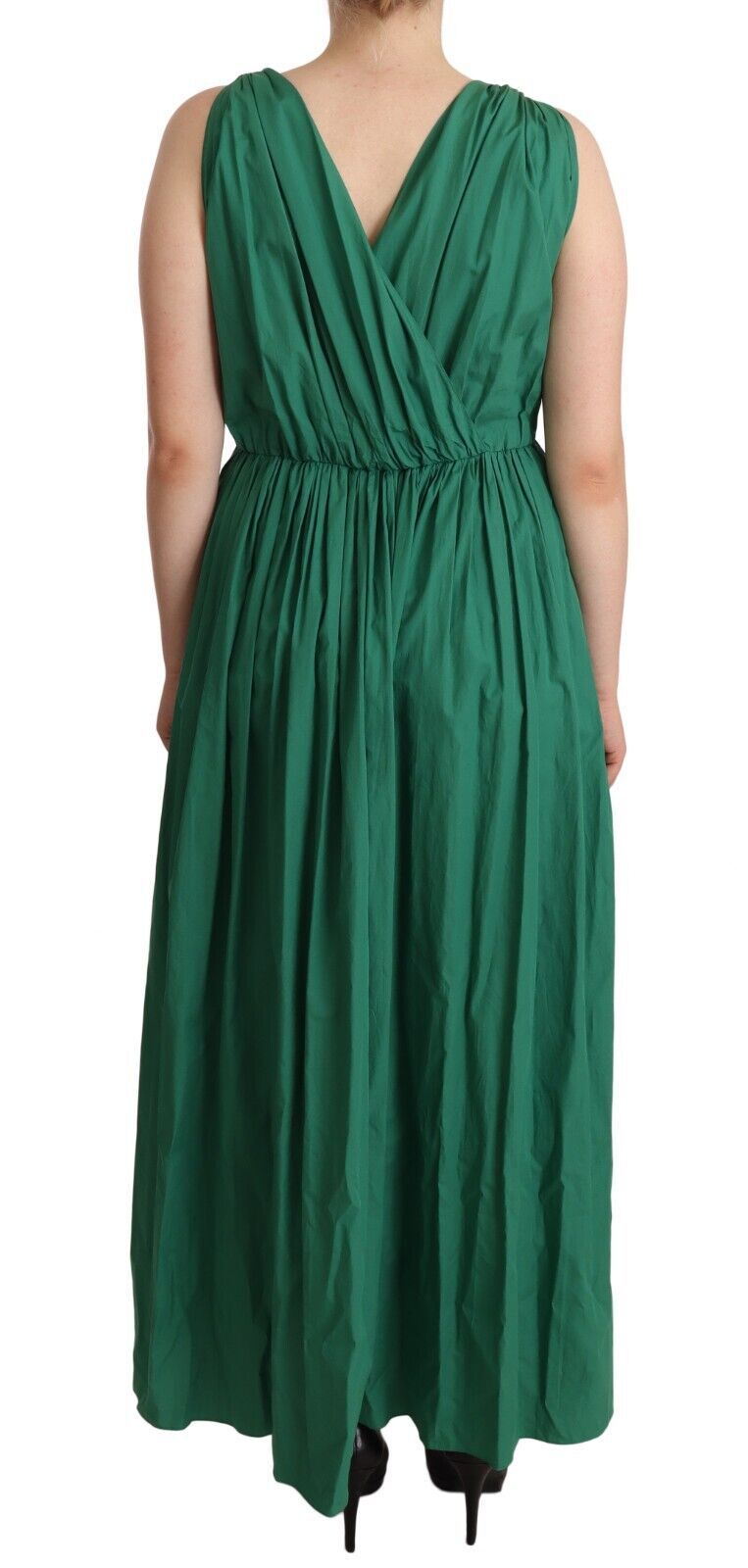 Dolce &amp; Gabbana Green Cotton Sleeveless V-neck Dress