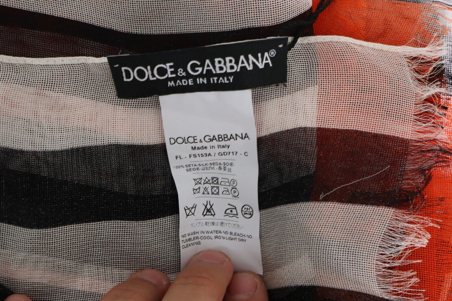 Dolce &amp; Gabbana Multicolor Striped Silk Shawl Fringes Scarf