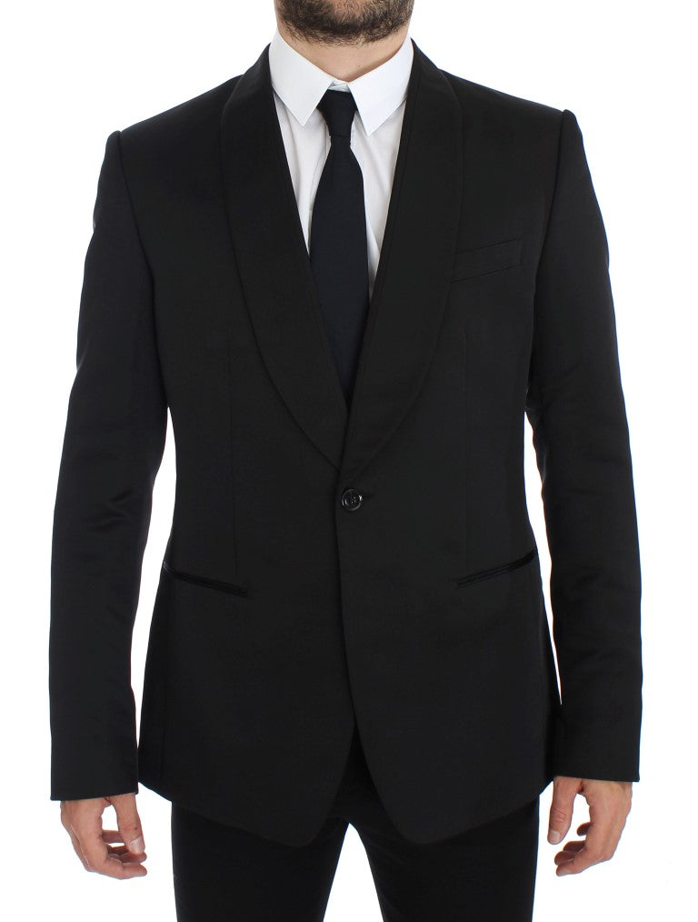 Dolce &amp; Gabbana Black Silk Slim One Button Blazer