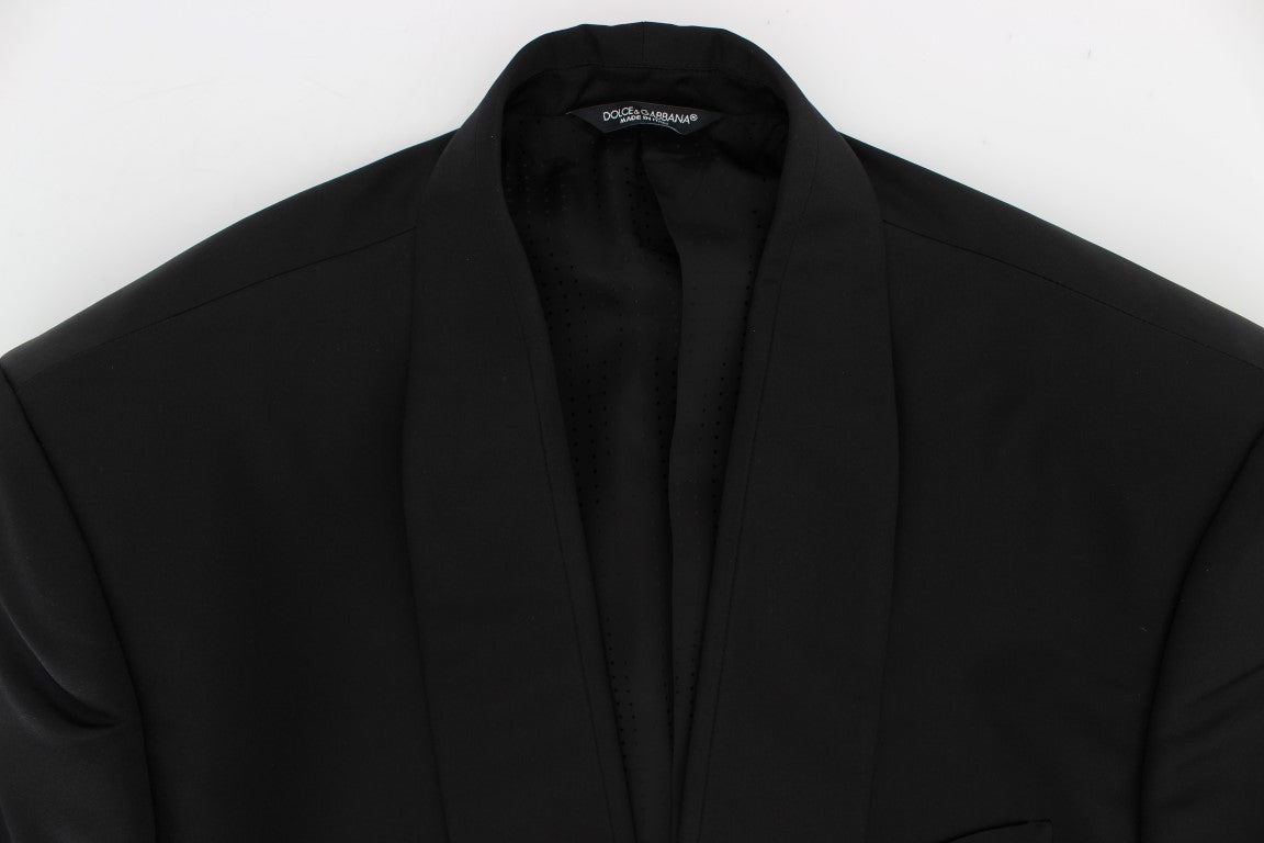 Dolce &amp; Gabbana Black Silk Slim One Button Blazer