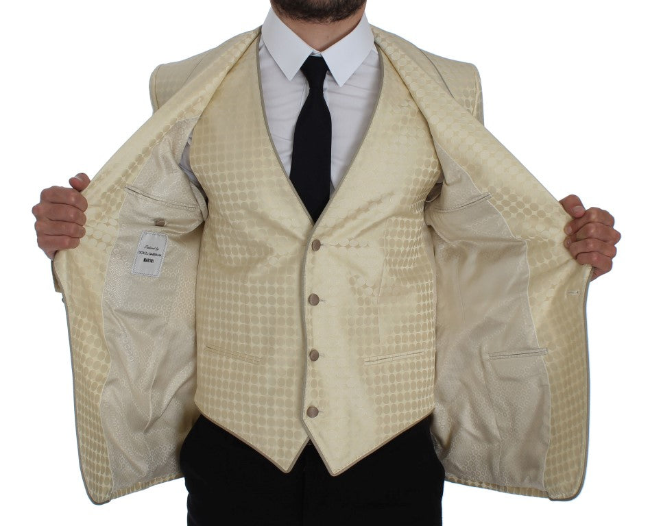 Dolce &amp; Gabbana Beige Polka Dot Silk 2 Piece Blazer