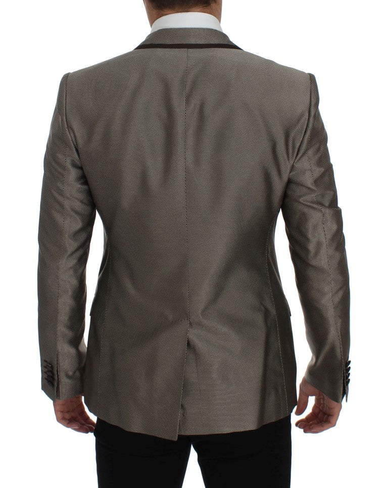 Dolce &amp; Gabbana Brown Slim Fit Silk Two Button Blazer