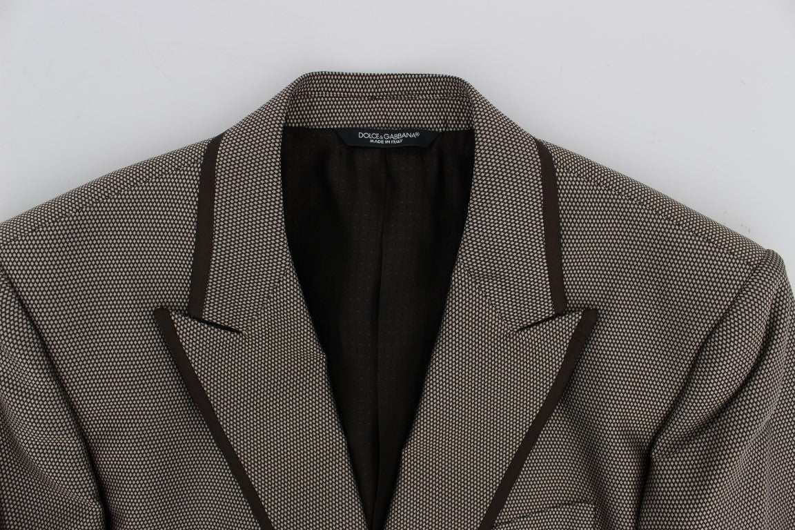 Dolce &amp; Gabbana Brown Slim Fit Silk Two Button Blazer