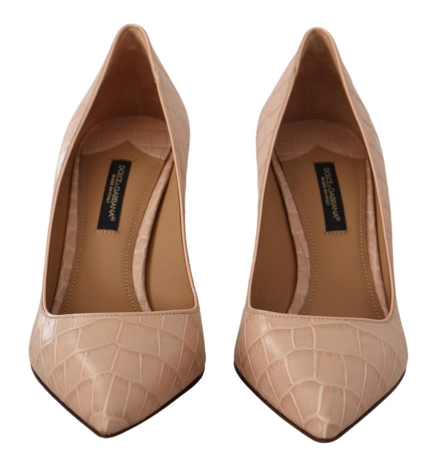 Dolce &amp; Gabbana Beige Nude Leather BELLUCCI Heels Pumps Shoes