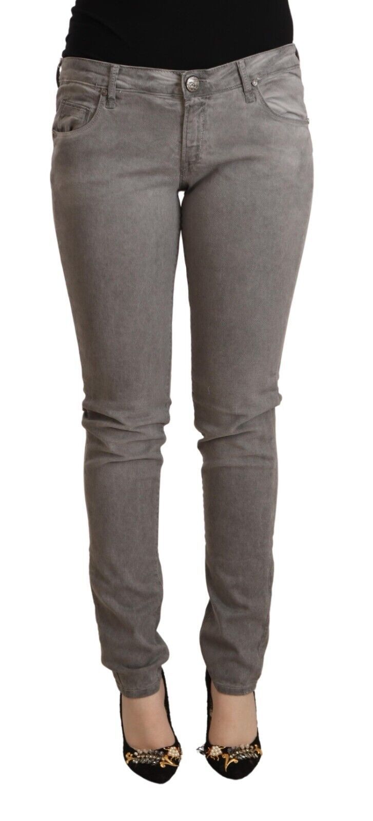 Acht schicke Skinny-Jeans aus Baumwollmischung mit niedriger Taille