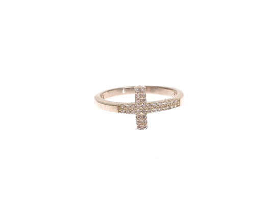 Nialaya Silver CZ Cross Statement Ring