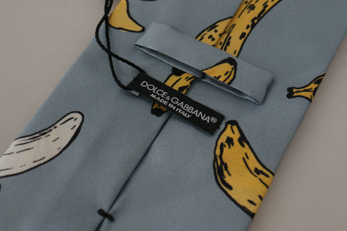 Dolce &amp; Gabbana Elegante blaue Seidenkrawatte mit Bananendruck