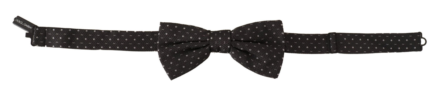 Dolce &amp; Gabbana Gray Polka Dot 100% Silk Neck Bow Tie