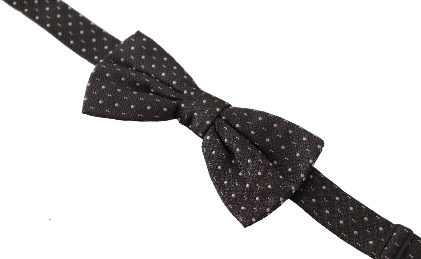 Dolce &amp; Gabbana Gray Polka Dot 100% Silk Neck Bow Tie