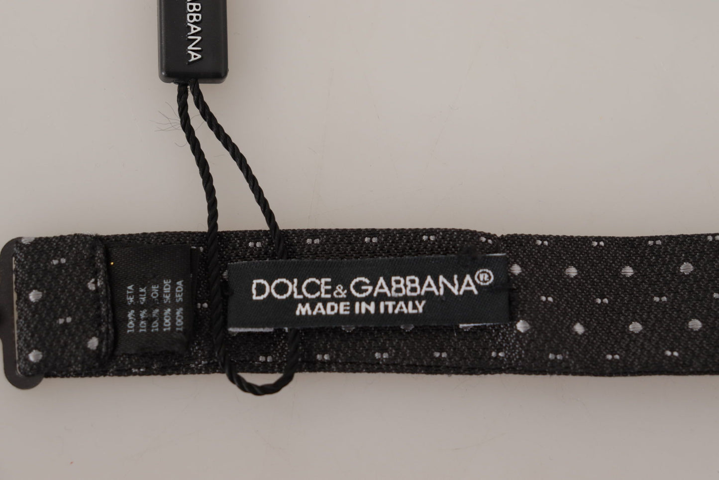 Dolce &amp; Gabbana Gray Polka Dot 100% Silk Neck Bow Tie