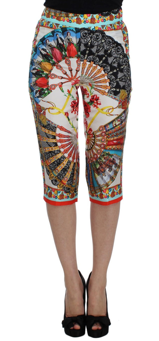 Mehrfarbige Caprihose aus Majolika-Seide von Dolce &amp; Gabbana