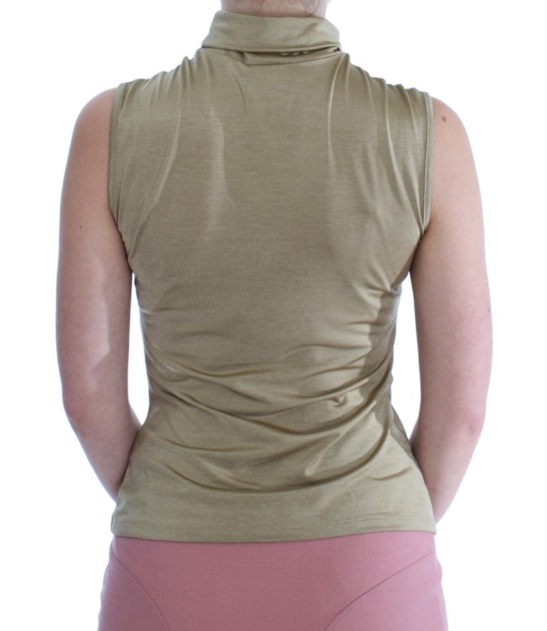 Exte Glamorous Gold Turtleneck Vest Top