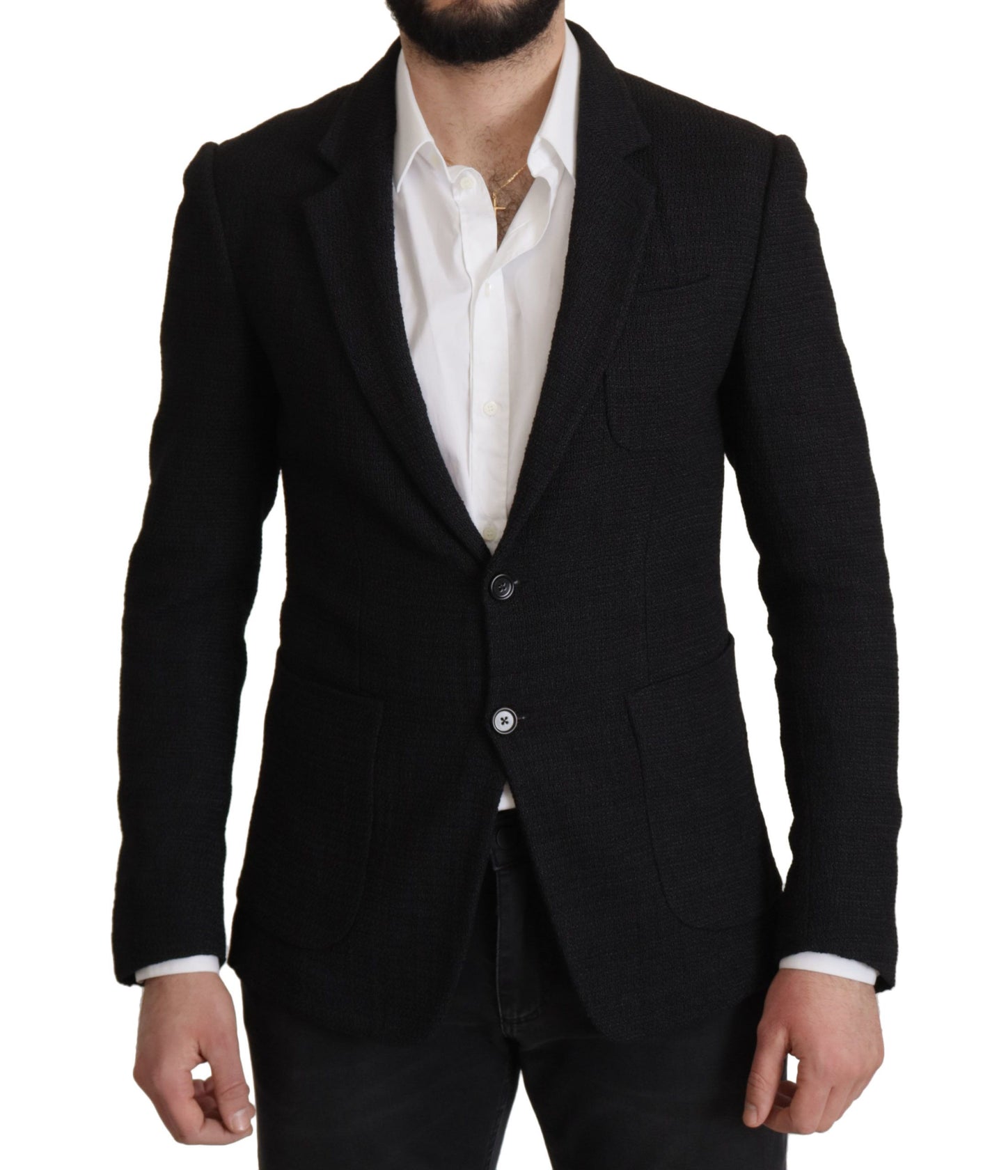 Dolce &amp; Gabbana Black Single Breasted Coat Men Blazer