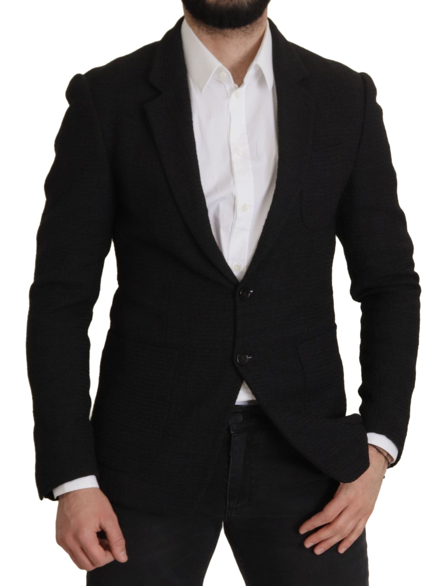 Dolce &amp; Gabbana Black Single Breasted Coat Men Blazer