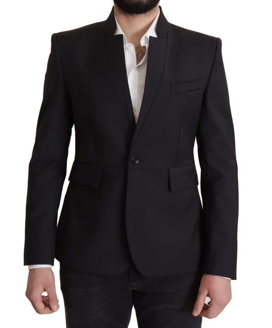 Dolce &amp; Gabbana Black Wool Single Breasted Coat Men Blazer