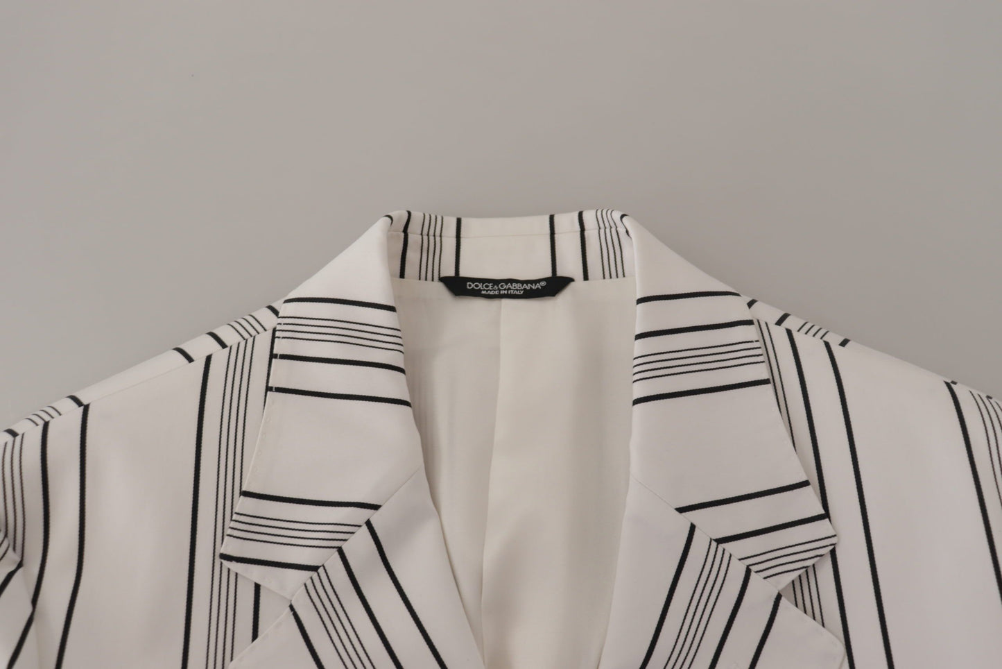 Dolce &amp; Gabbana White Stripes Cotton Single Breasted Blazer