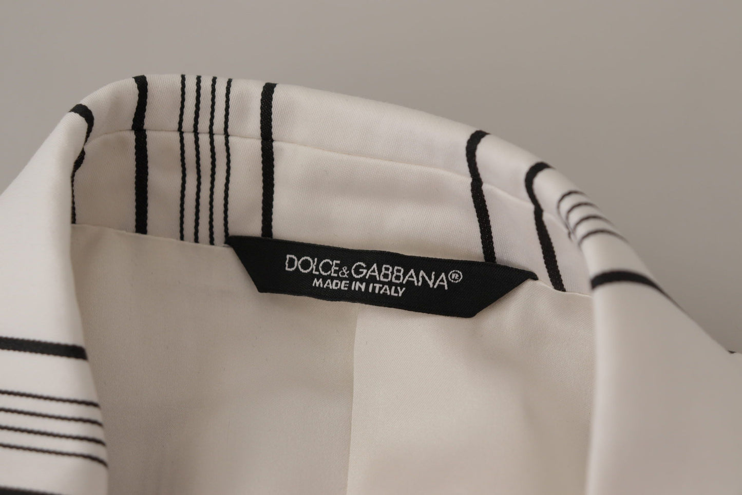 Dolce &amp; Gabbana White Stripes Cotton Single Breasted Blazer