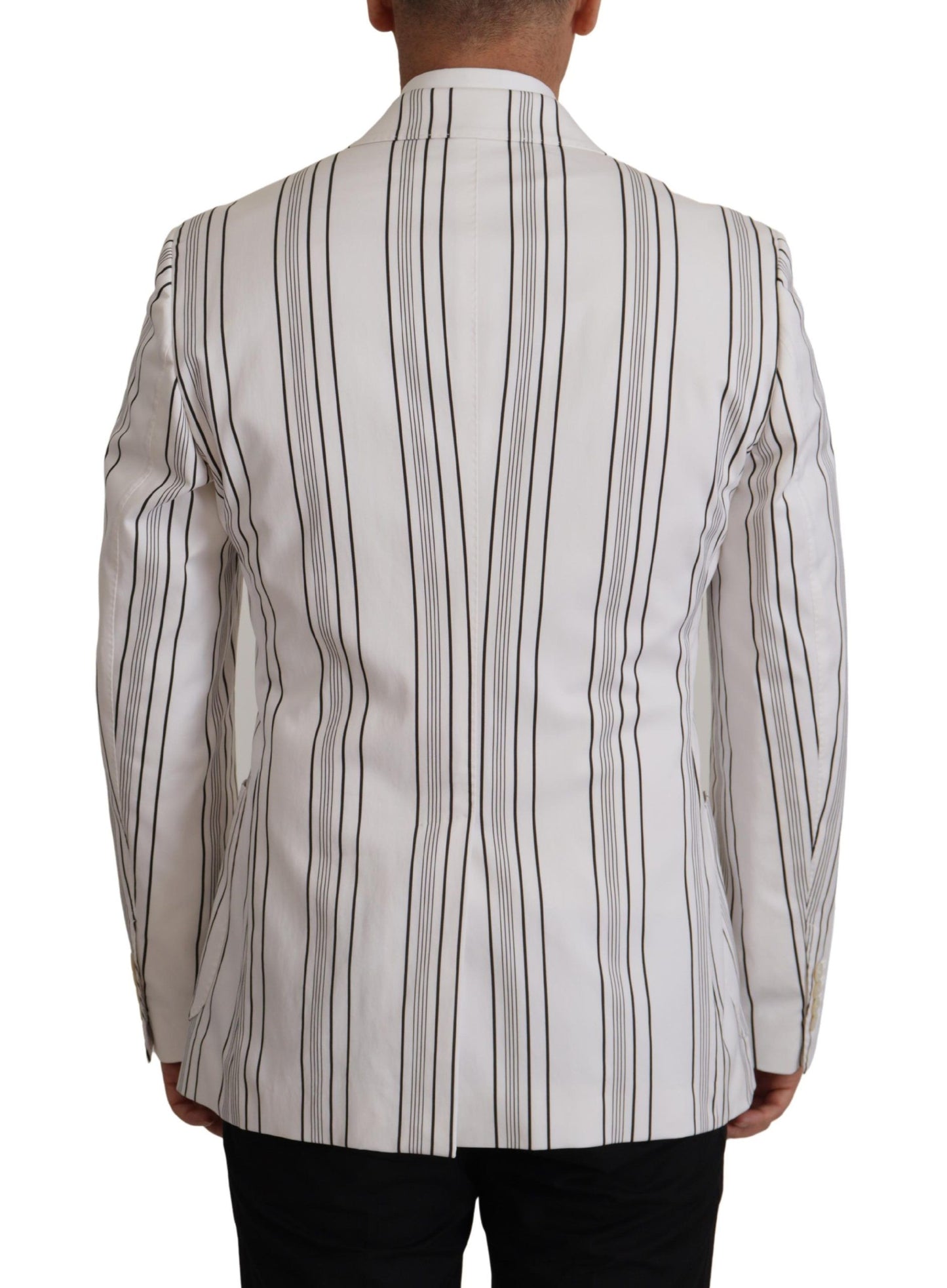 Dolce &amp; Gabbana White Stripes Cotton Single Breasted Blazer