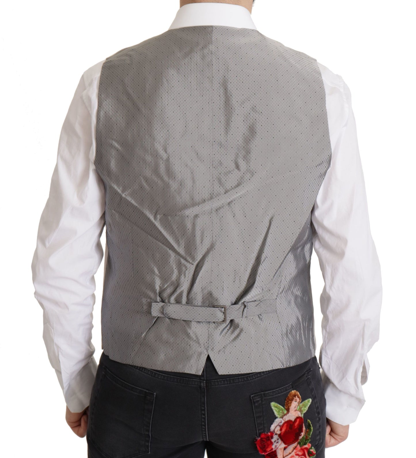 Dolce &amp; Gabbana Gray Silk Single Breasted 2 Pc Blazer